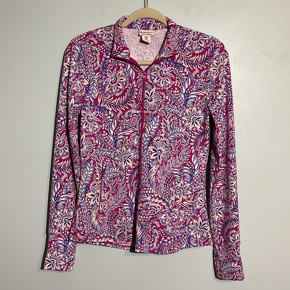 Tommy Bahama Golf & Tennis Pink Purple Paisley Women’s Small Full Zip Jacket